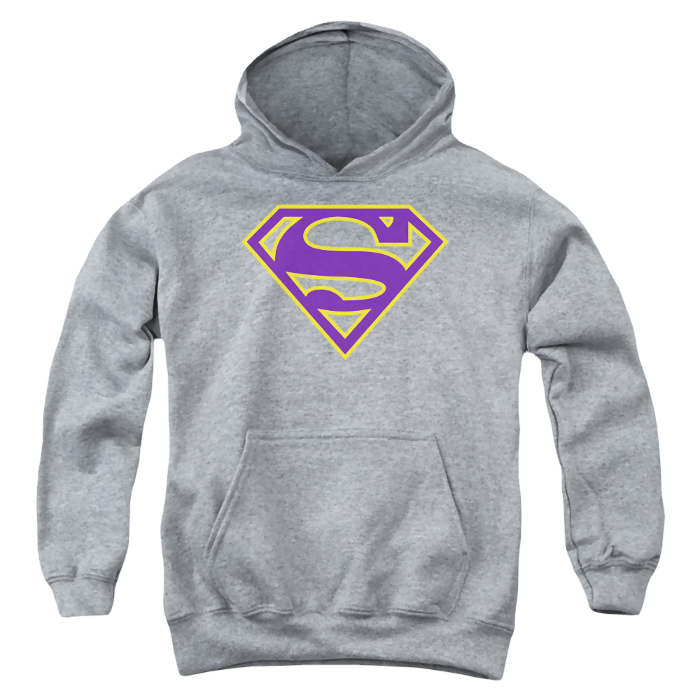 Superman Purple & Gold Shield - Youth Hoodie Youth Hoodie (Ages 8-12) Superman