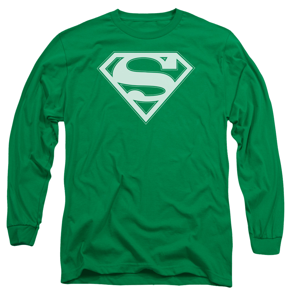 Superman Green & White Shield - Men's Long Sleeve T-Shirt Men's Long Sleeve T-Shirt Superman
