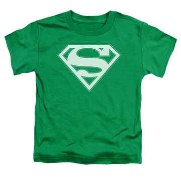 Kelly green toddler t-shirt with Superman Green & White Shield graphic