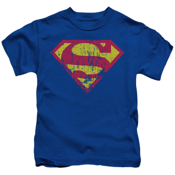 Royal kid's t-shirt for ages 4 to 7 with Superman Classic Logo Distressed graphic