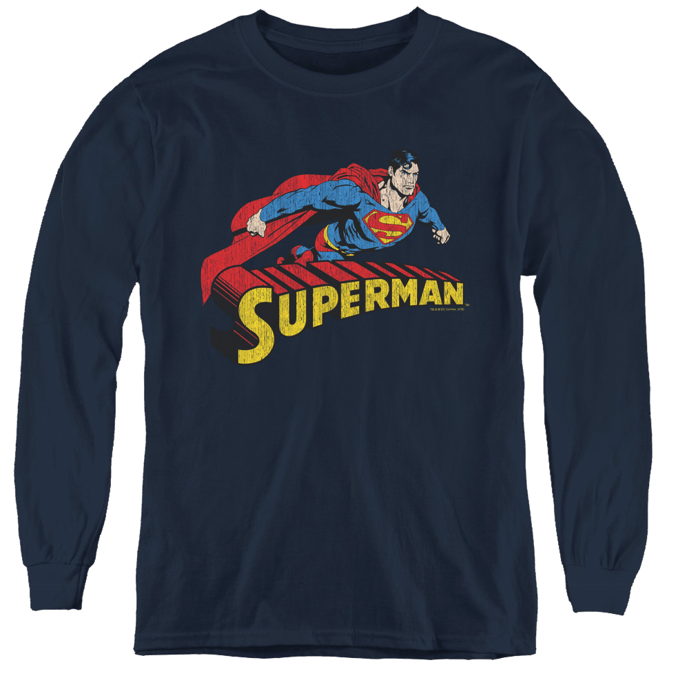Superman Flying Over - Youth Long Sleeve T-Shirt Youth Long Sleeve T-Shirt Superman