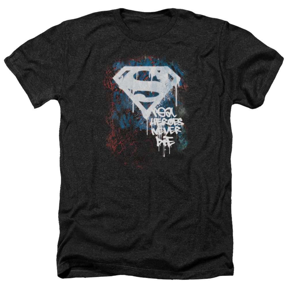 Superman Real Heroes Never Die - Men's Heather T-Shirt Men's Heather T-Shirt Superman