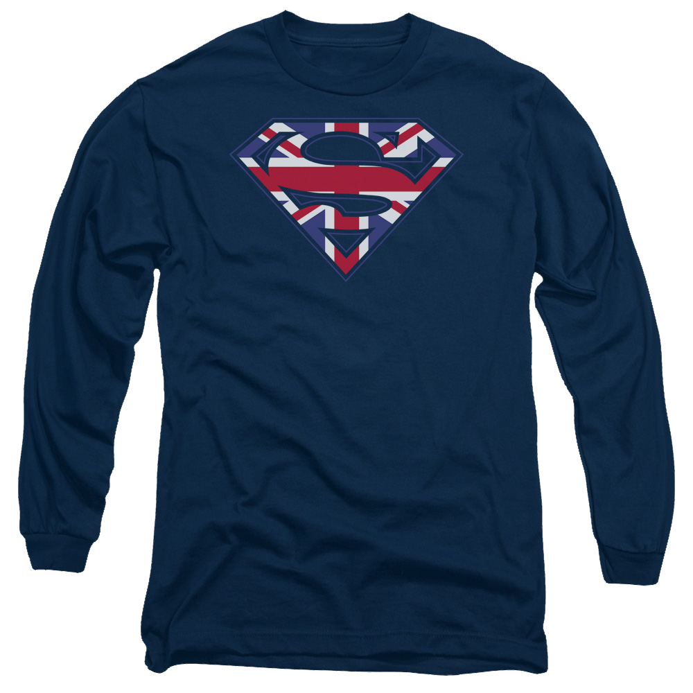 Superman Great Britian Shield - Men's Long Sleeve T-Shirt Men's Long Sleeve T-Shirt Superman