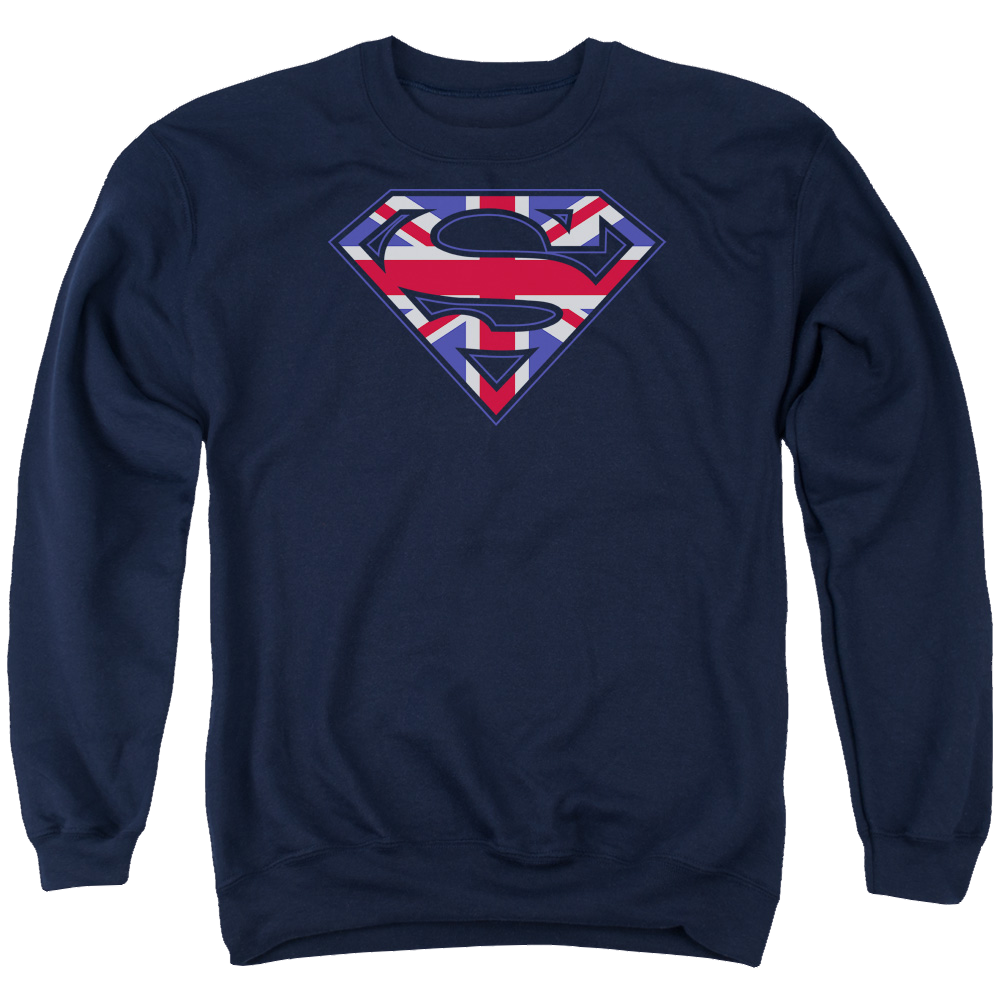 Superman Great Britian Shield - Men's Crewneck Sweatshirt Men's Crewneck Sweatshirt Superman
