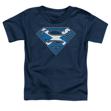 Navy toddler t-shirt with Superman Scottish Shield graphic