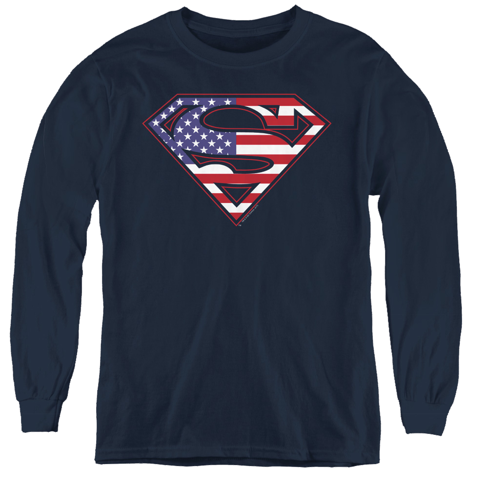 Superman U S Shield - Youth Long Sleeve T-Shirt Youth Long Sleeve T-Shirt Superman