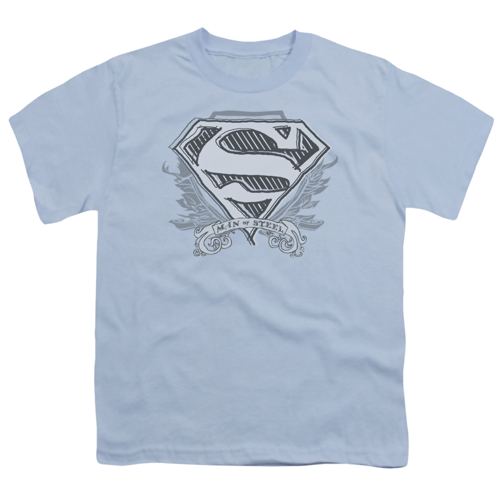 Superman Sketchy Crest Shield - Youth T-Shirt Youth T-Shirt (Ages 8-12) Superman