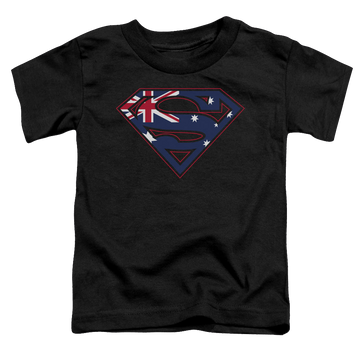 Black toddler t-shirt with Superman Australian Shield graphic