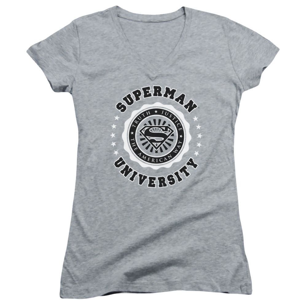 Superman Superman University - Juniors V-Neck T-Shirt Juniors V-Neck T-Shirt Superman