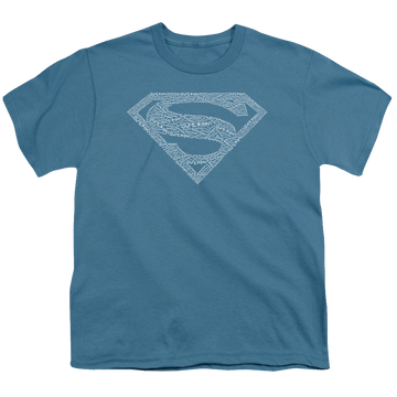 Slate youth t-shirt for ages 8 to 12 with Superman Type Shield graphic