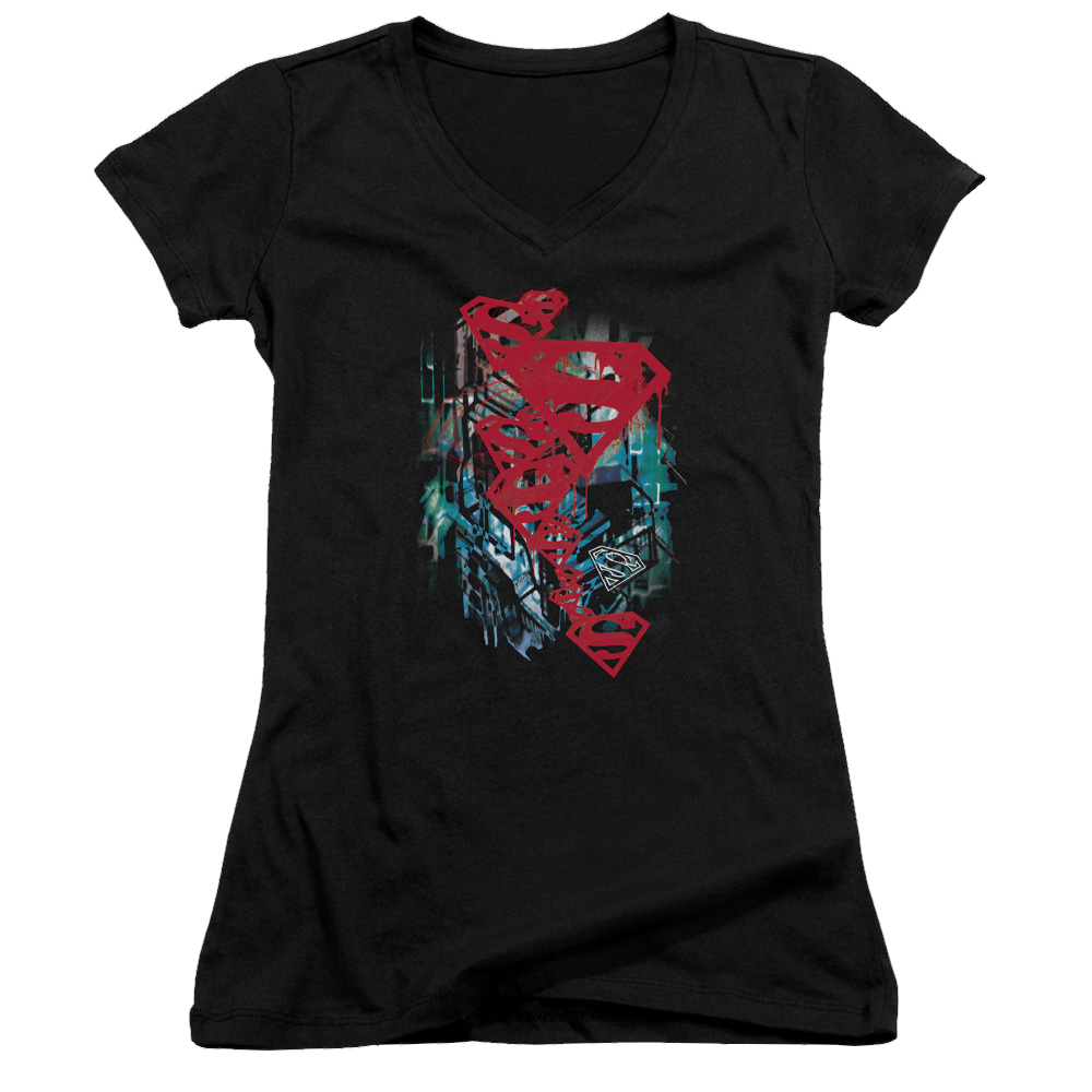 Superman Gritty - Juniors V-Neck T-Shirt Juniors V-Neck T-Shirt Superman