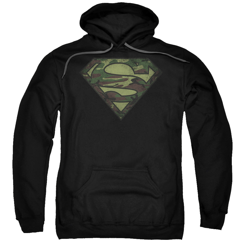 Superman Camo Logo Distressed - Pullover Hoodie Pullover Hoodie Superman