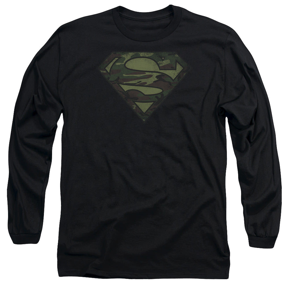 Superman Camo Logo Distressed - Men's Long Sleeve T-Shirt Men's Long Sleeve T-Shirt Superman