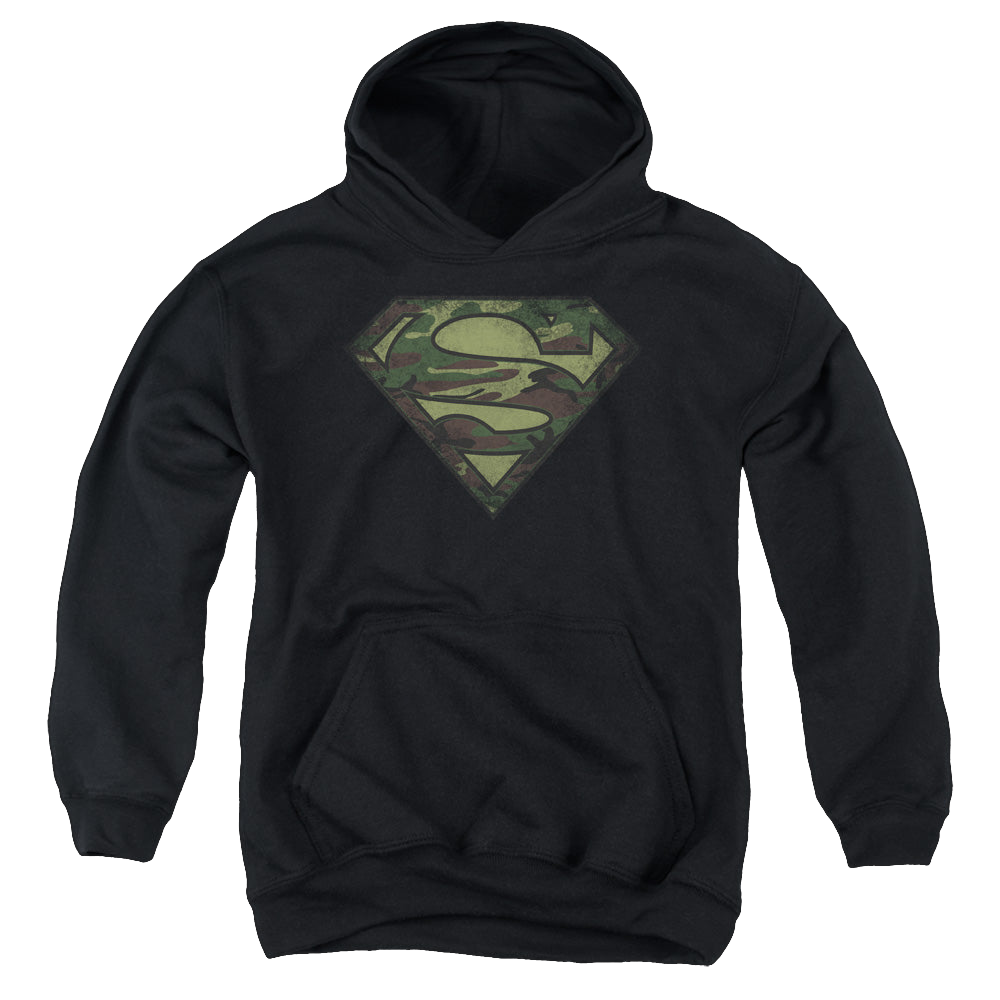 Superman Camo Logo Distressed - Youth Hoodie Youth Hoodie (Ages 8-12) Superman