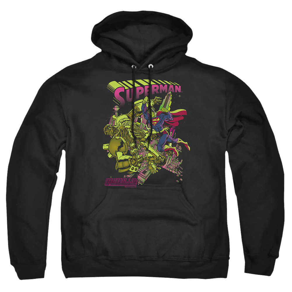 Superman Versus Metallo Blacklight - Pullover Hoodie Pullover Hoodie Superman