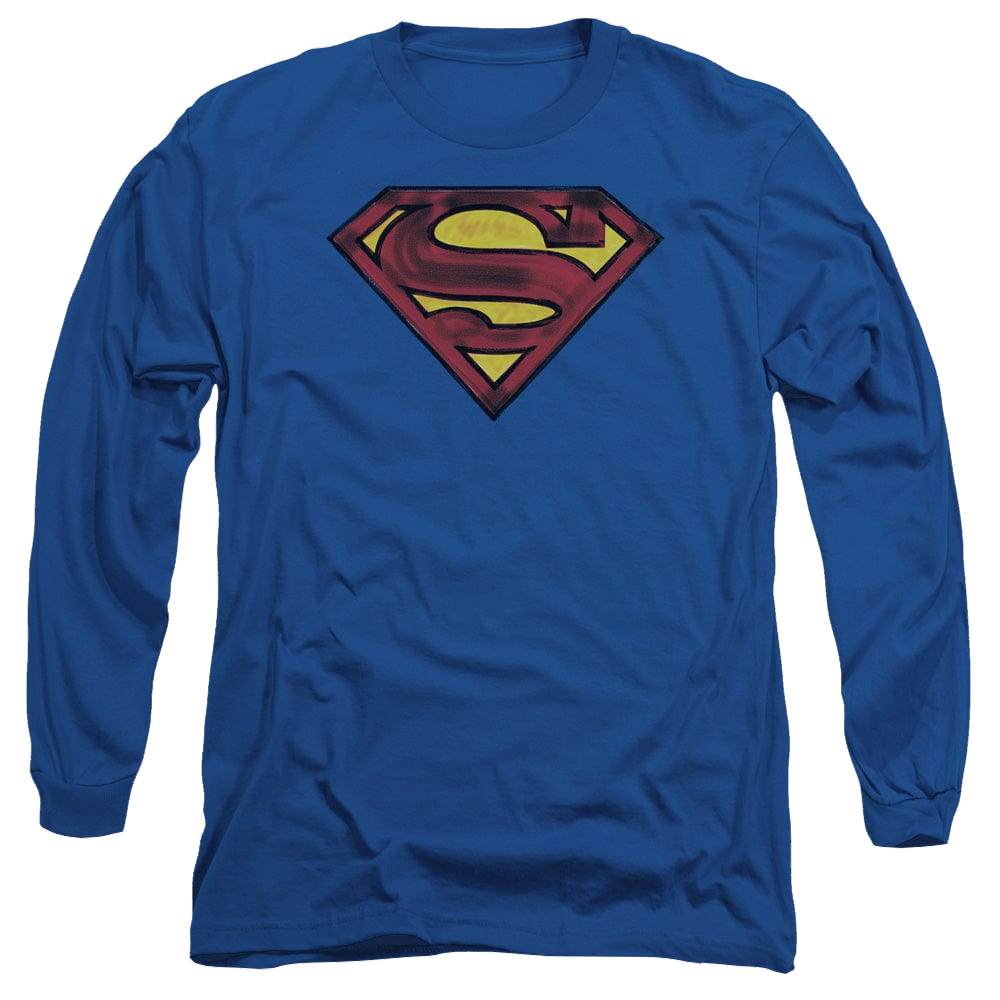 Superman Charcoal Shield - Men's Long Sleeve T-Shirt Men's Long Sleeve T-Shirt Superman