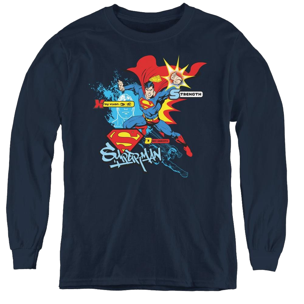 Superman Abilities - Youth Long Sleeve T-Shirt Youth Long Sleeve T-Shirt Superman