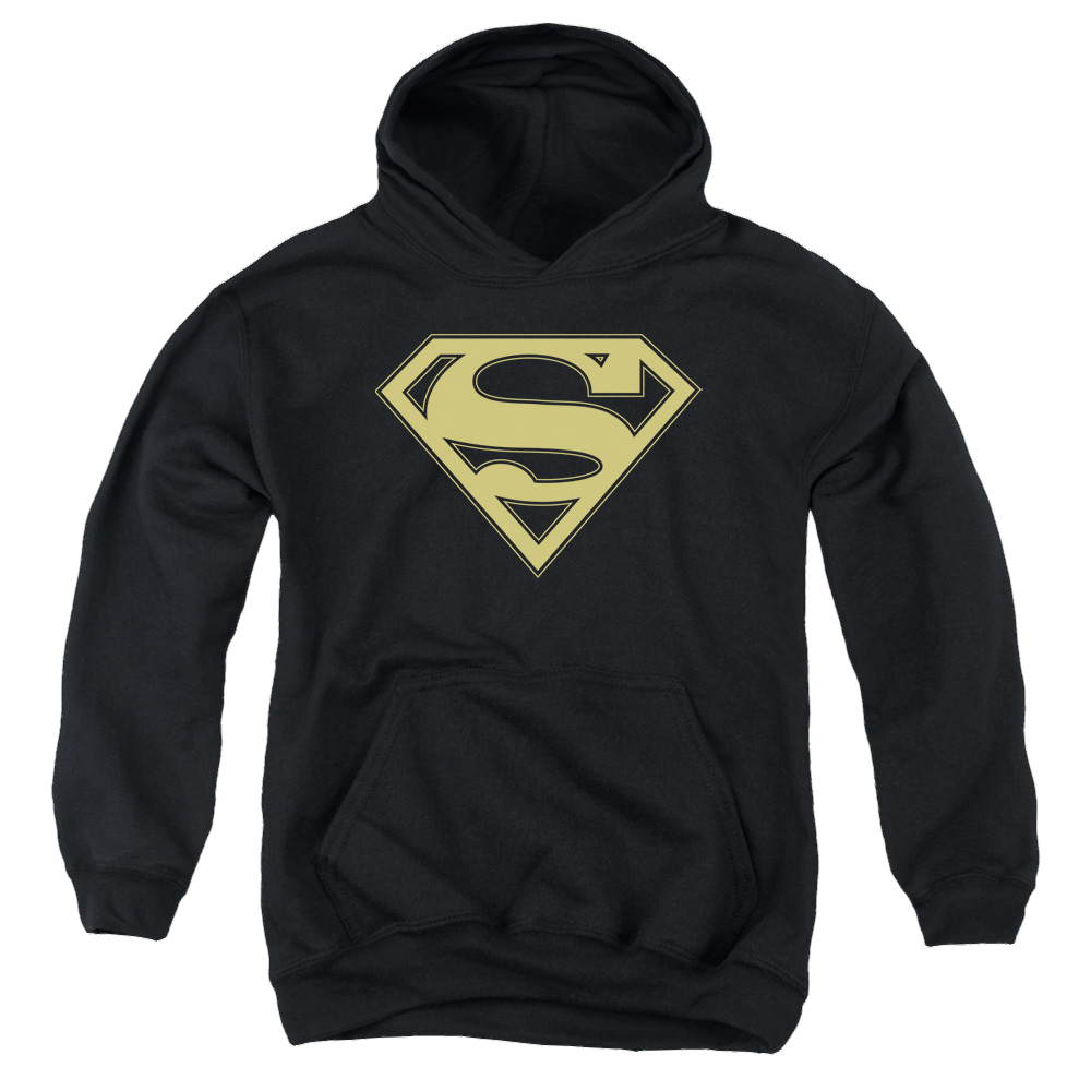 Superman Gold & Black Shield - Youth Hoodie Youth Hoodie (Ages 8-12) Superman