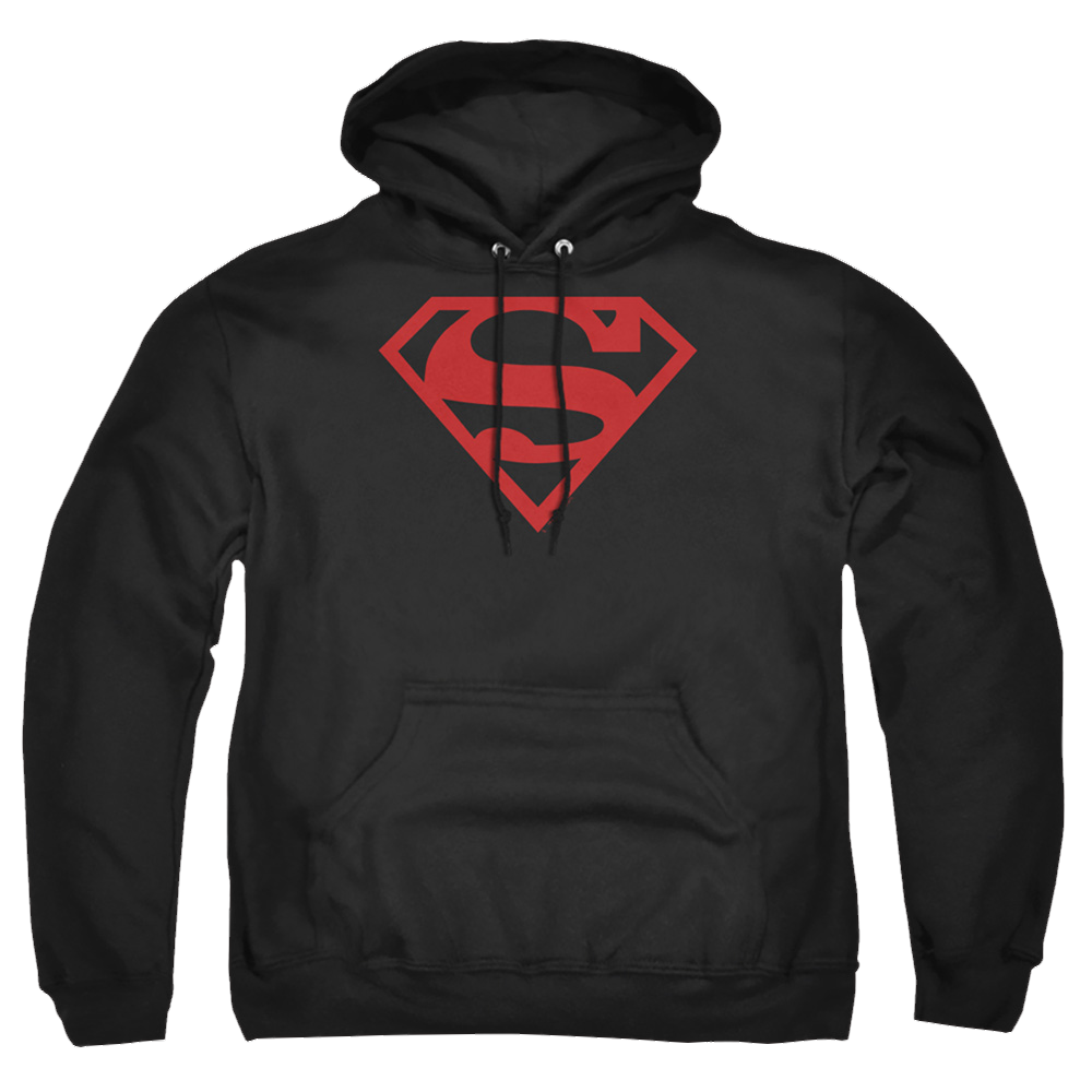 Superman Red On Black Shield - Pullover Hoodie Pullover Hoodie Superman