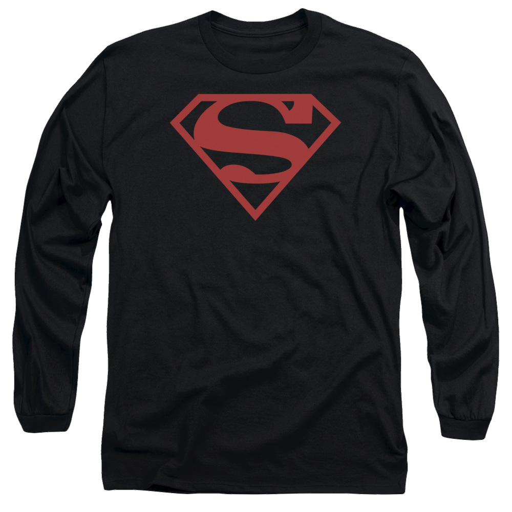 Superman Red On Black Shield - Men's Long Sleeve T-Shirt Men's Long Sleeve T-Shirt Superman