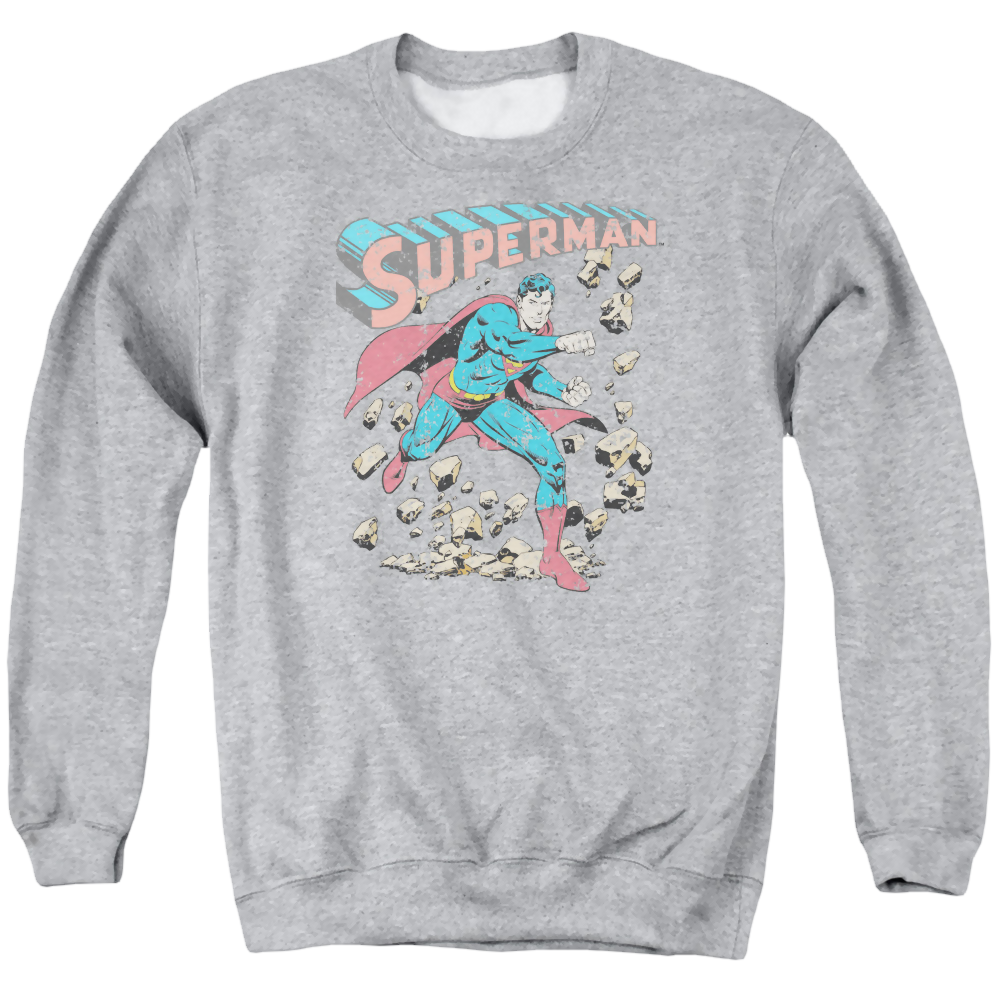 Superman Mad At Rocks - Men's Crewneck Sweatshirt Men's Crewneck Sweatshirt Superman