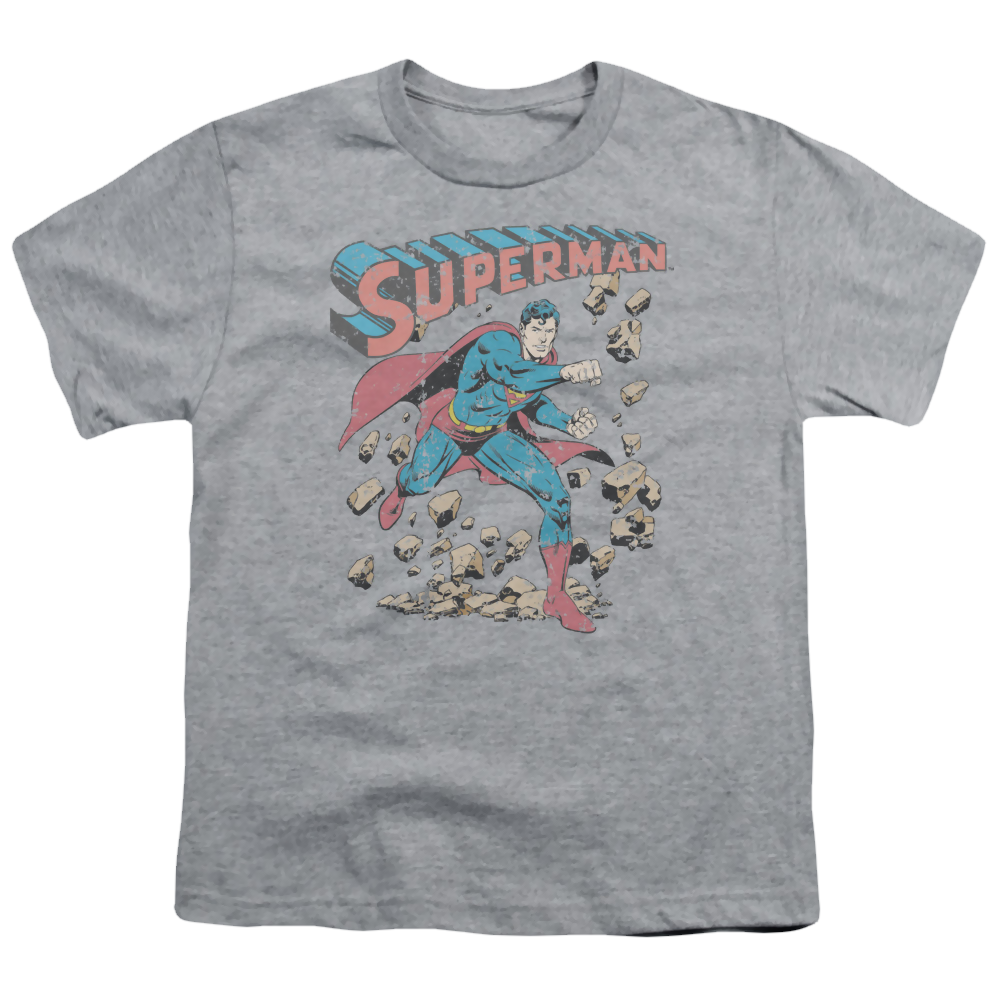 Superman Mad At Rocks - Youth T-Shirt Youth T-Shirt (Ages 8-12) Superman