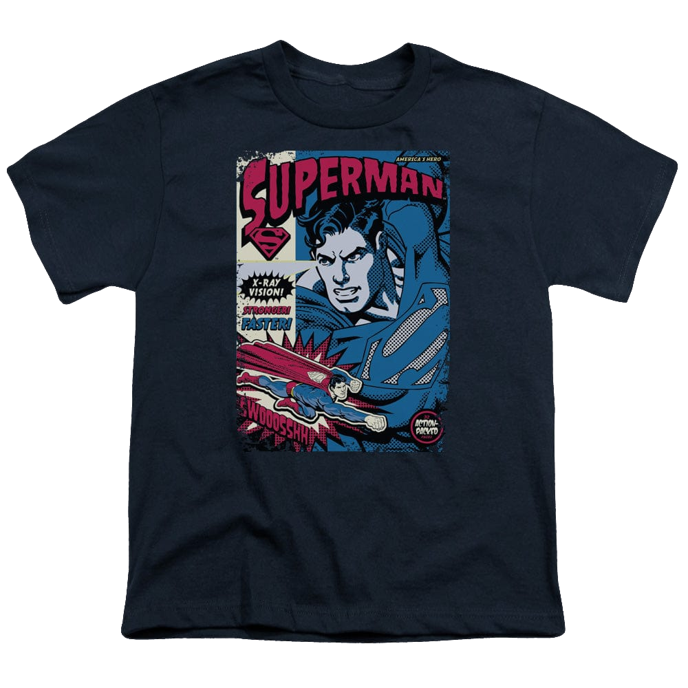 Superman Action Packed - Youth T-Shirt Youth T-Shirt (Ages 8-12) Superman