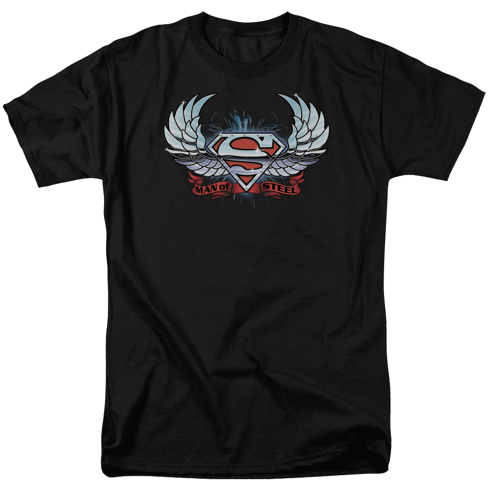Superman Chrome Wings Shield - Men's Regular Fit T-Shirt Men's Regular Fit T-Shirt Superman
