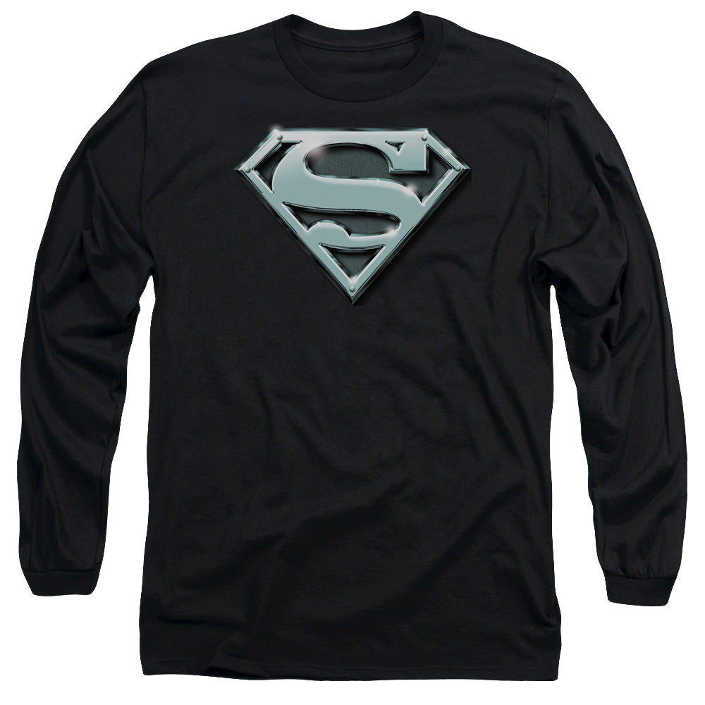 Superman Chrome Shield - Men's Long Sleeve T-Shirt Men's Long Sleeve T-Shirt Superman