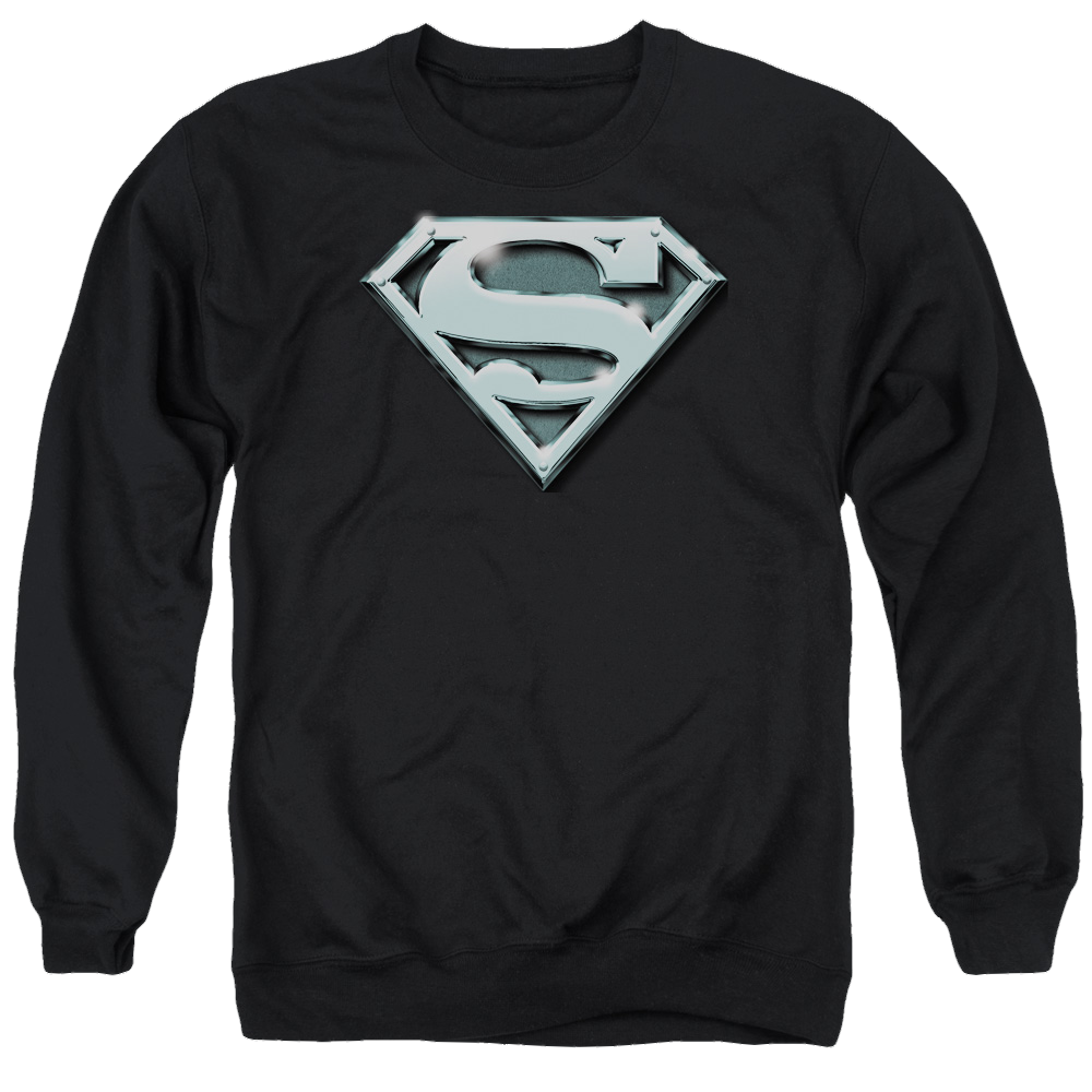 Superman Chrome Shield - Men's Crewneck Sweatshirt Men's Crewneck Sweatshirt Superman