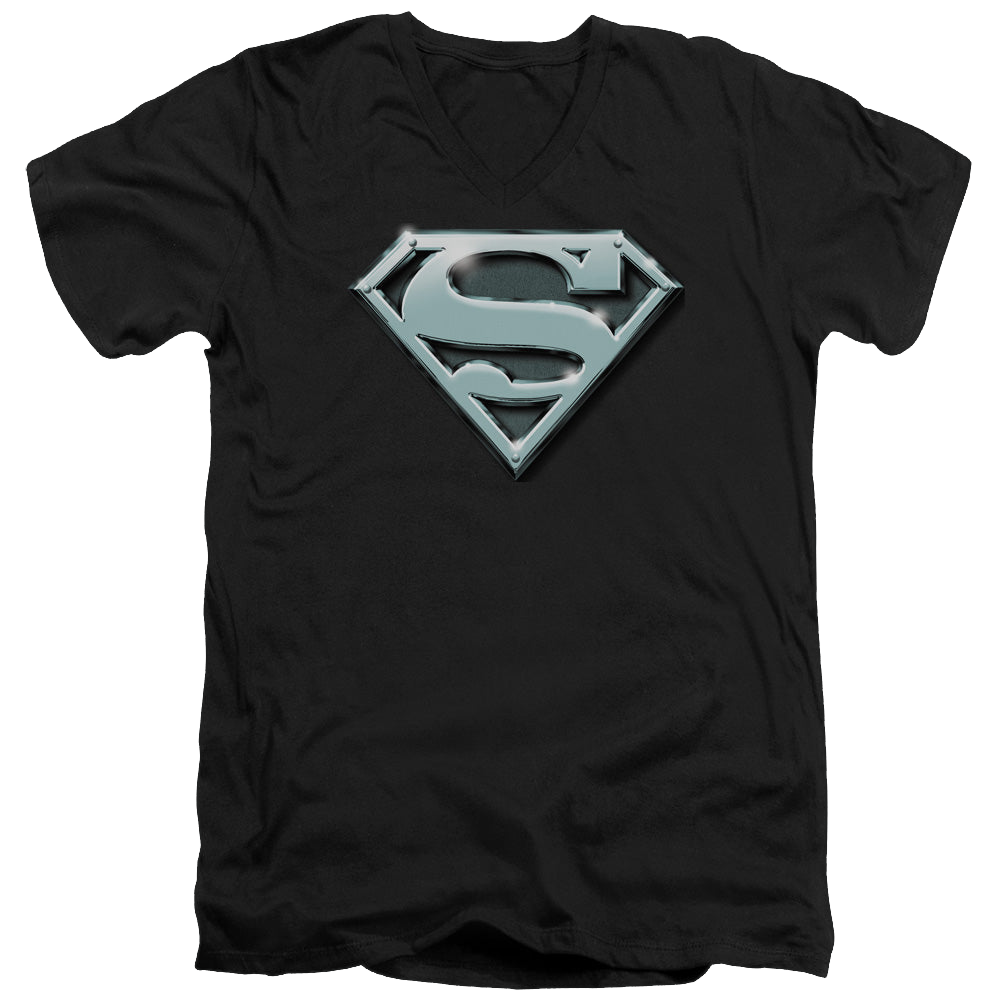 Superman Chrome Shield - Men's V-Neck T-Shirt Men's V-Neck T-Shirt Superman