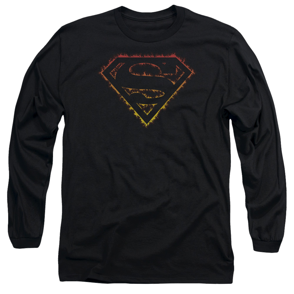 Superman Flame Outlined Logo - Men's Long Sleeve T-Shirt Men's Long Sleeve T-Shirt Superman
