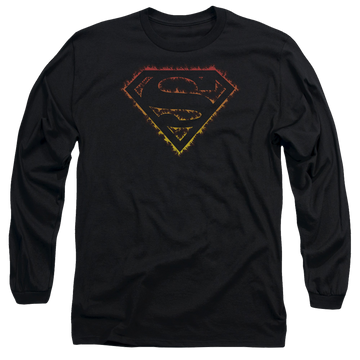 Superman Flame Outlined Logo - Men's Long Sleeve T-Shirt Men's Long Sleeve T-Shirt Superman
