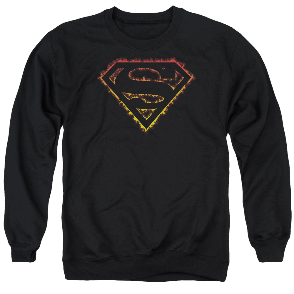 Superman Flame Outlined Logo - Men's Crewneck Sweatshirt Men's Crewneck Sweatshirt Superman