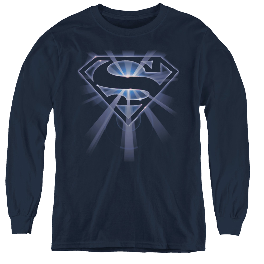 Superman Glowing Shield - Youth Long Sleeve T-Shirt Youth Long Sleeve T-Shirt Superman