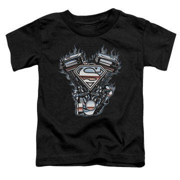 Black toddler t-shirt with Superman V Twin Logo graphic