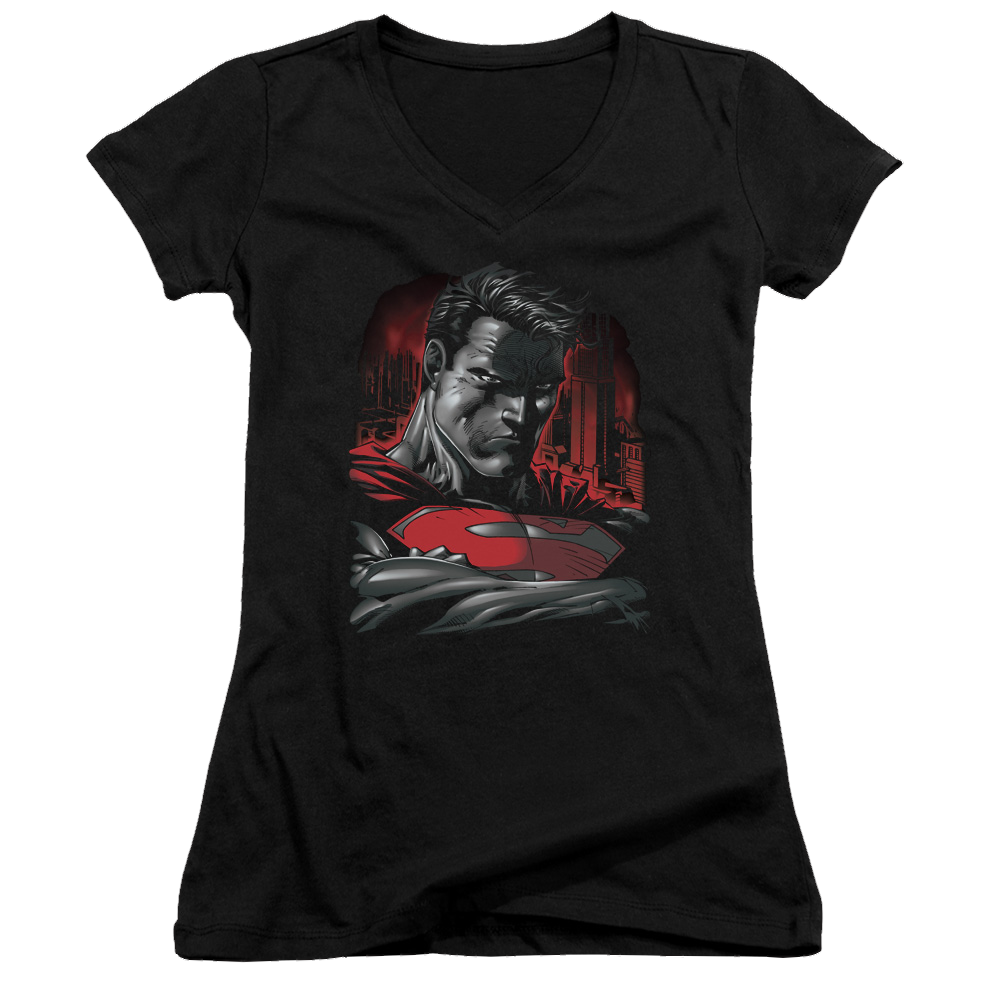 Superman Man Of Steel - Juniors V-Neck T-Shirt Juniors V-Neck T-Shirt Superman