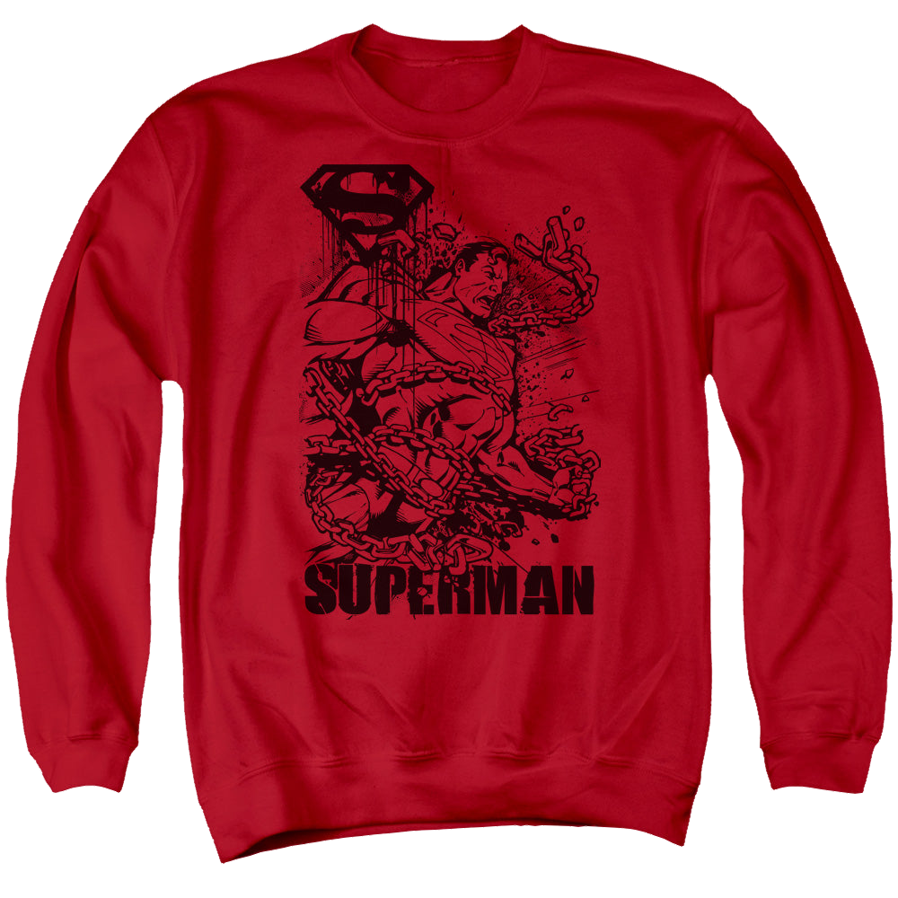 Superman Breaking Chains - Men's Crewneck Sweatshirt Men's Crewneck Sweatshirt Superman