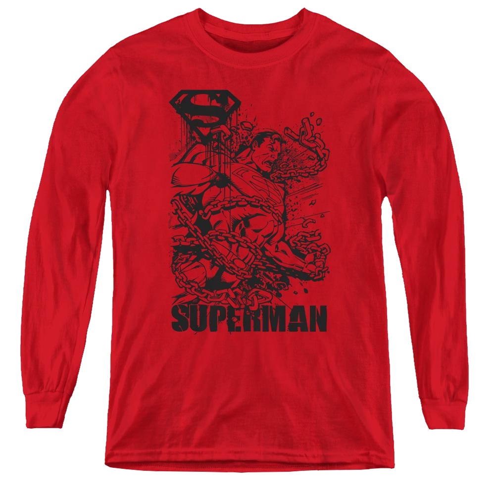 Superman Breaking Chains - Youth Long Sleeve T-Shirt Youth Long Sleeve T-Shirt Superman