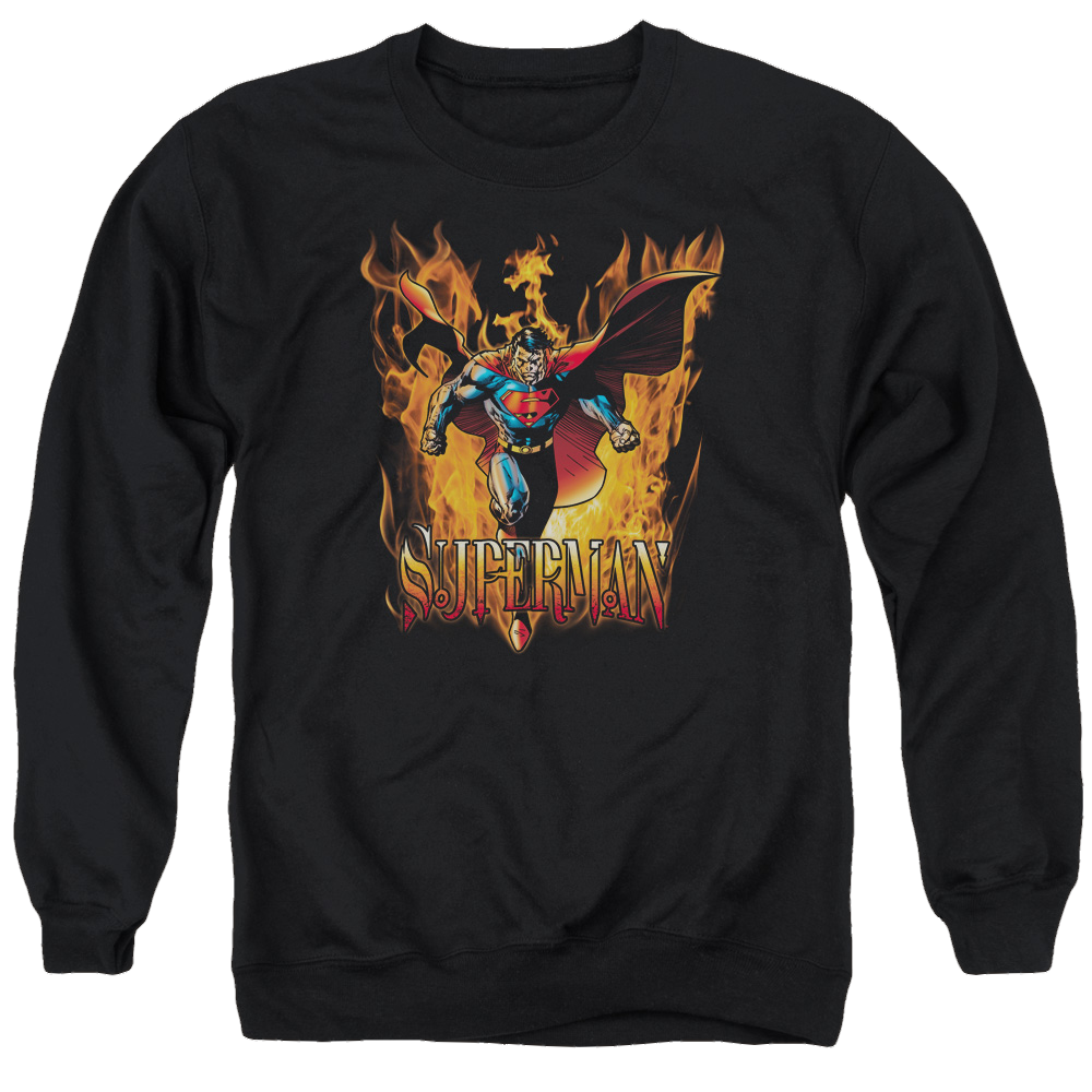 Superman Through The Fire - Men's Crewneck Sweatshirt Men's Crewneck Sweatshirt Superman