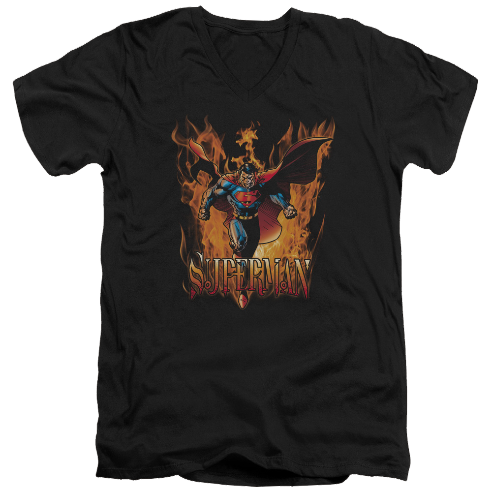 Superman Through The Fire - Men's V-Neck T-Shirt Men's V-Neck T-Shirt Superman