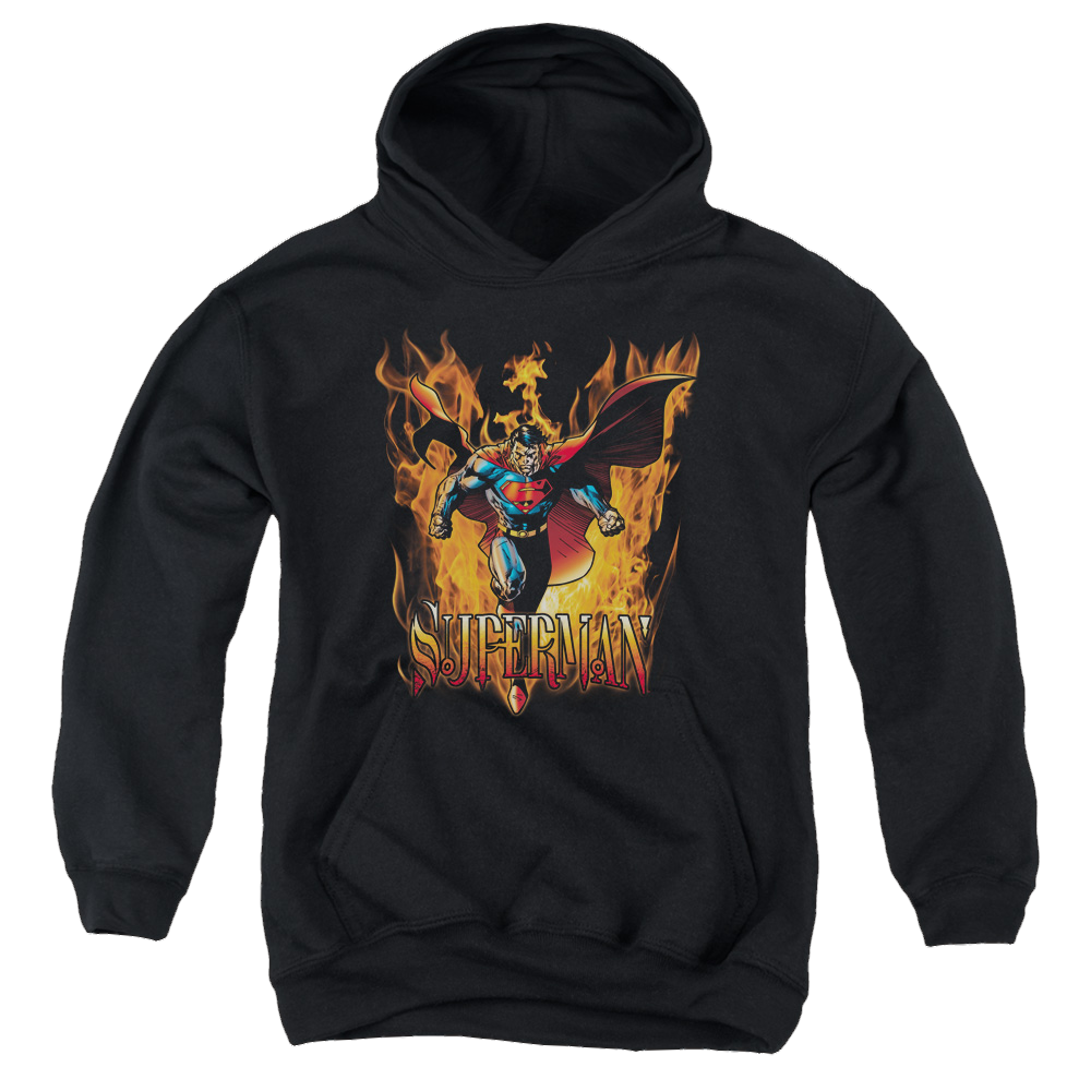 Superman Through The Fire - Youth Hoodie Youth Hoodie (Ages 8-12) Superman