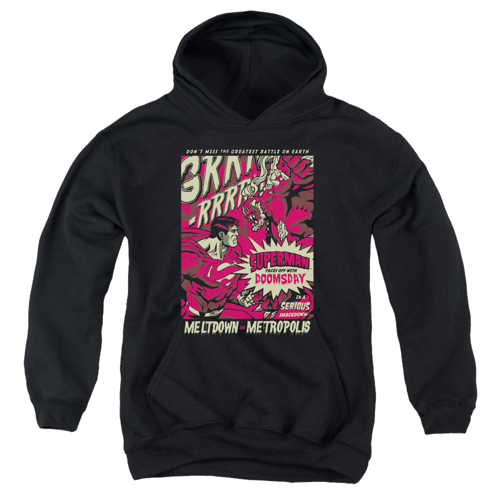 Superman Metropolis Meltdown - Youth Hoodie Youth Hoodie (Ages 8-12) Superman