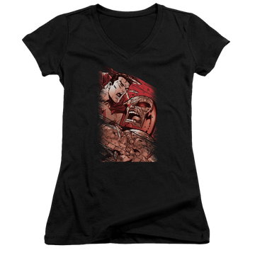 Superman Supes Vs Darkseid - Juniors V-Neck T-Shirt Juniors V-Neck T-Shirt Superman
