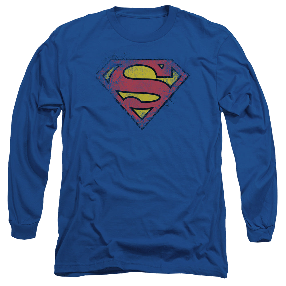 Superman Destroyed Supes Logo - Men's Long Sleeve T-Shirt Men's Long Sleeve T-Shirt Superman