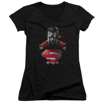Superman Heat Vision Charged - Juniors V-Neck T-Shirt Juniors V-Neck T-Shirt Superman