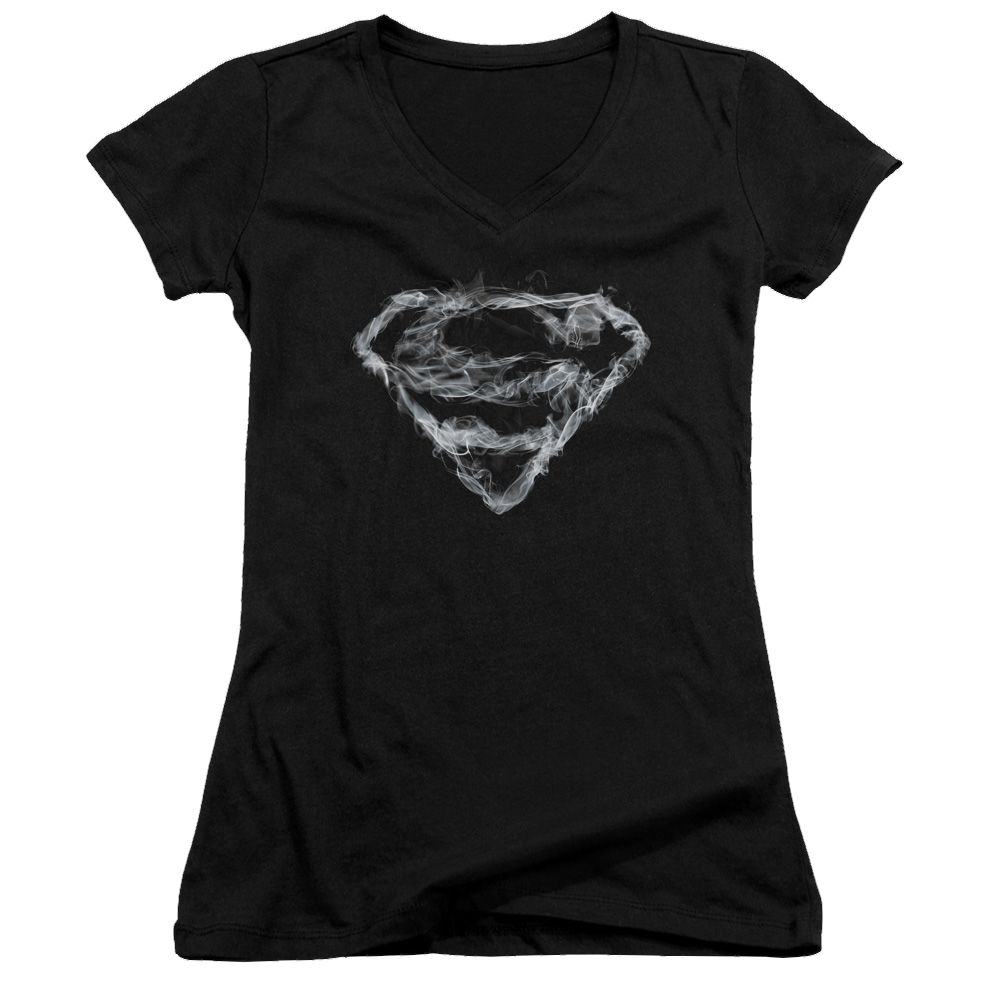Superman Smoking Shield - Juniors V-Neck T-Shirt Juniors V-Neck T-Shirt Superman