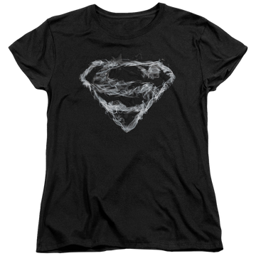 Black women's t-shirt with Superman Smoking Shield graphic