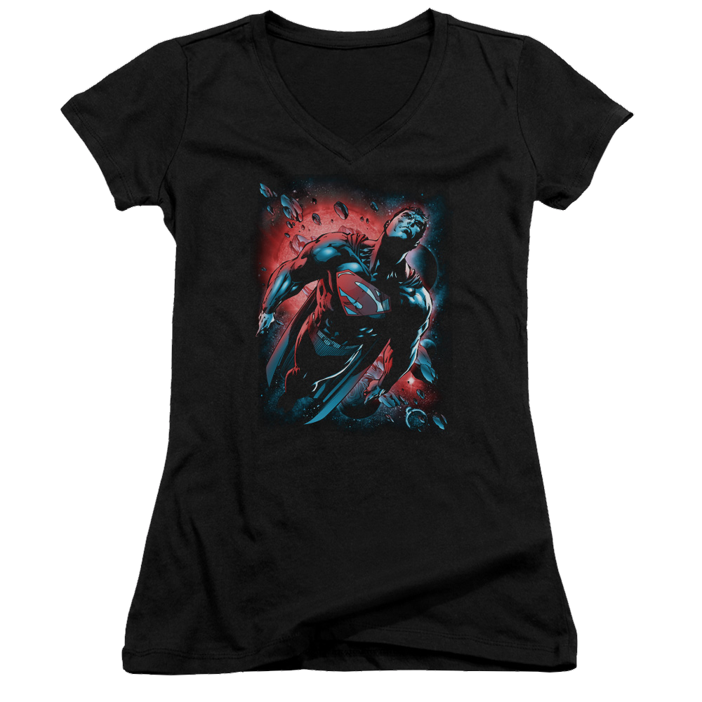 Superman Red Sun - Juniors V-Neck T-Shirt Juniors V-Neck T-Shirt Superman