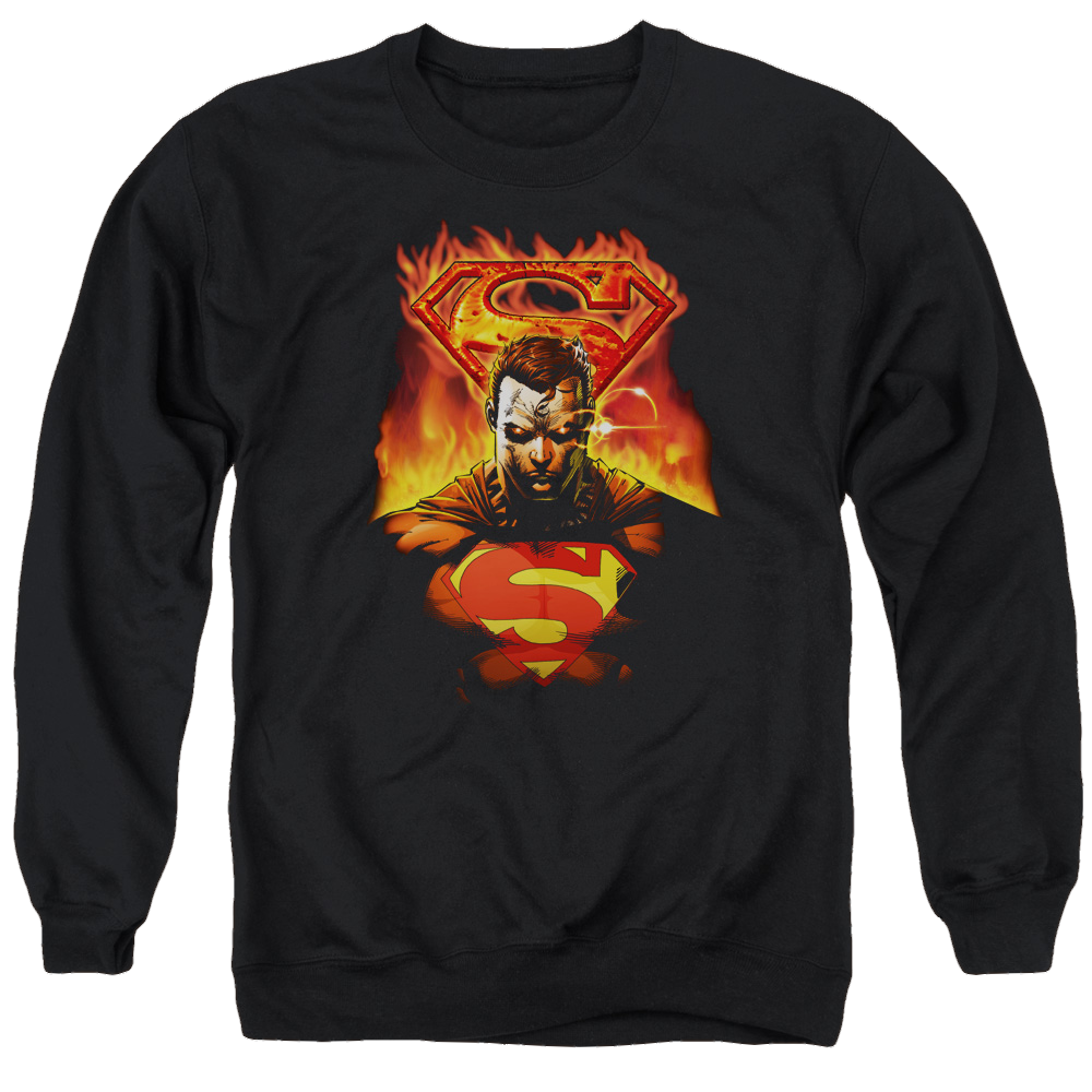 Superman Man On Fire - Men's Crewneck Sweatshirt Men's Crewneck Sweatshirt Superman